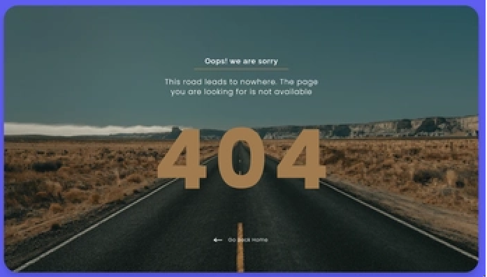 Image de route vide pour la page d'erreur 404